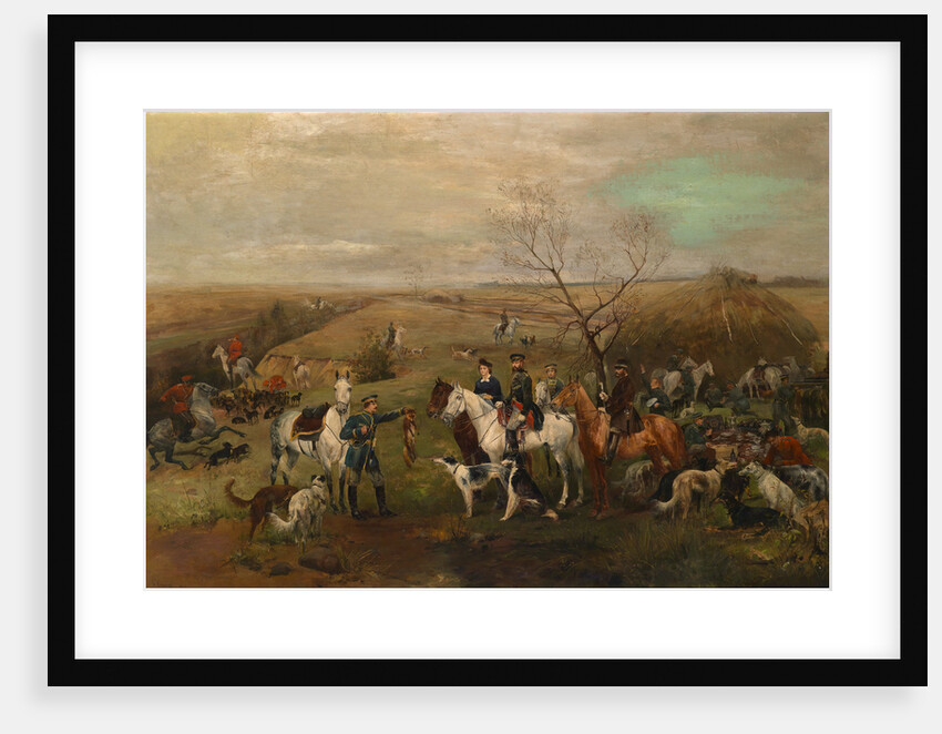 Hunting party with the Emperor Alexander III and Empress Maria Feodorovna, 1880s by Nikolai Semyonovich Samokish