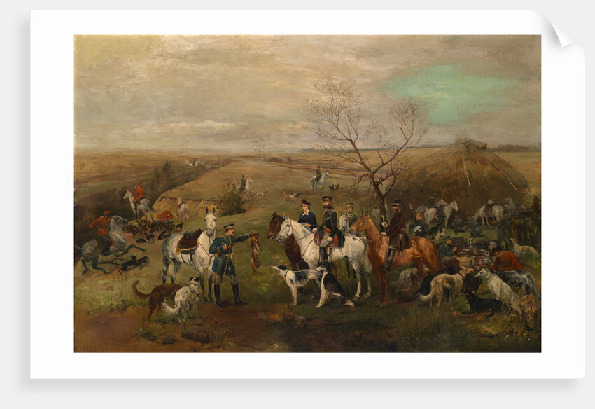 Hunting party with the Emperor Alexander III and Empress Maria Feodorovna, 1880s by Nikolai Semyonovich Samokish