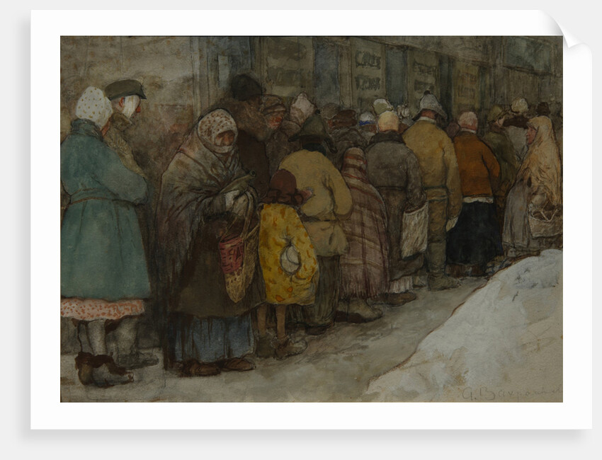 The Queue, ca 1921 by Alexander Ivanovich Vakhrameyev