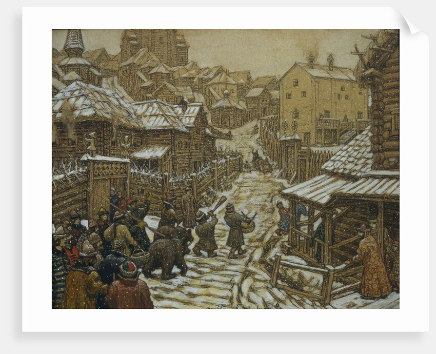 The bear trainers. Old Moscow, 1911 by Appolinari Mikhaylovich Vasnetsov