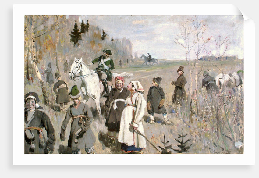 Hunting at the time of the tsar Peter The Great, 1907 by Sergei Arsenyevich Vinogradov