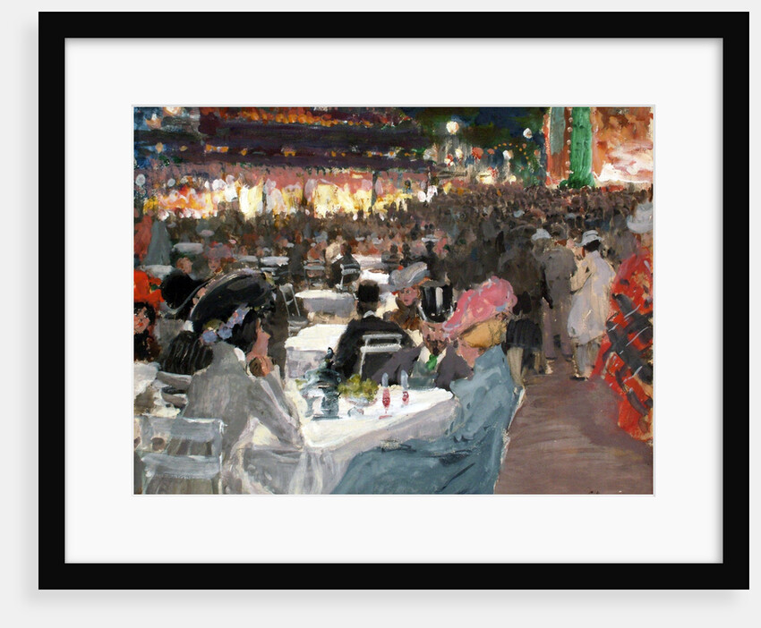 CafÃ© in Paris at Night by Sergei Arsenyevich Vinogradov