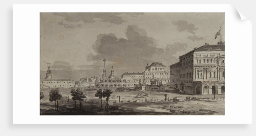 Moscow Kremlin before the construction of the Grand Kremlin Palace, 1817 by Maxim Nikiphorovich Vorobyev