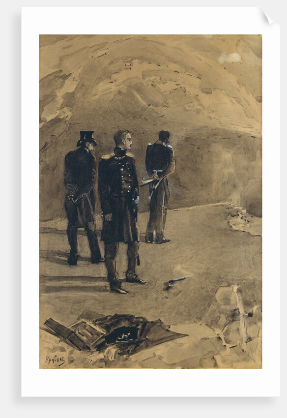 The duel of Pechorin and Grushnitsky. Illustration to the novel A Hero of Our Time by Mikhail Lermontov, 1891 by Mikhail Alexandrovich Vrubel