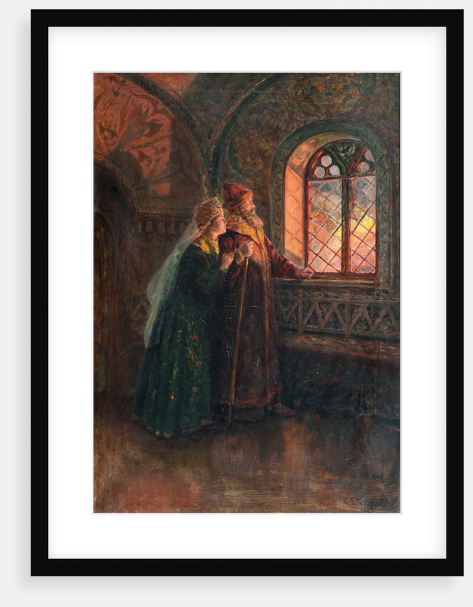Tsar Alexei Mikhailovich and Maria Miloslavskaya during the Fire of Moscow, 1903 by Sergei Semyonovich Yegornov