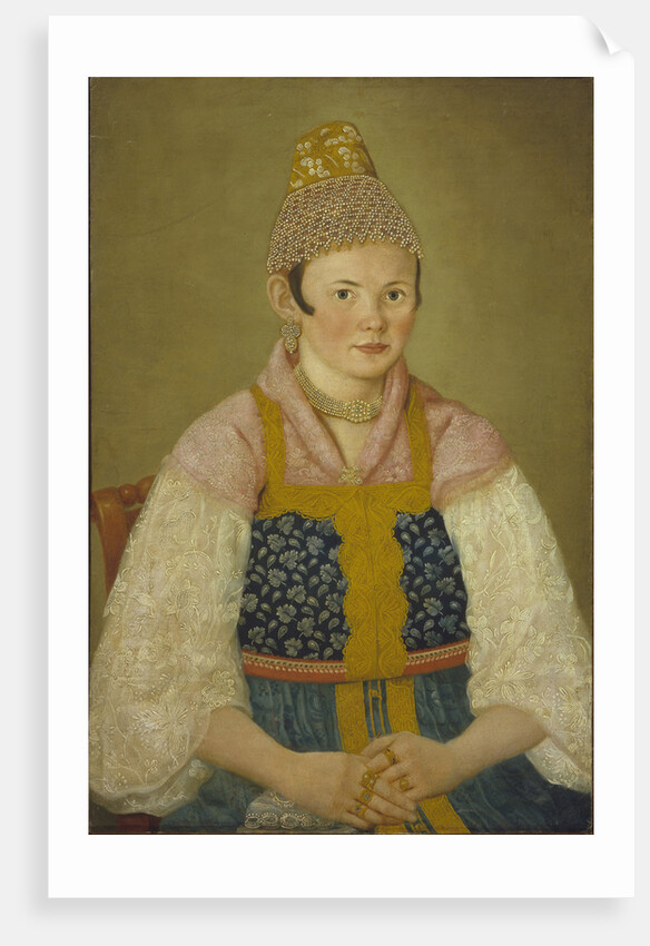 Portrait of a Merchant Woman in Kokoshnik Kabluchok by Anonymous