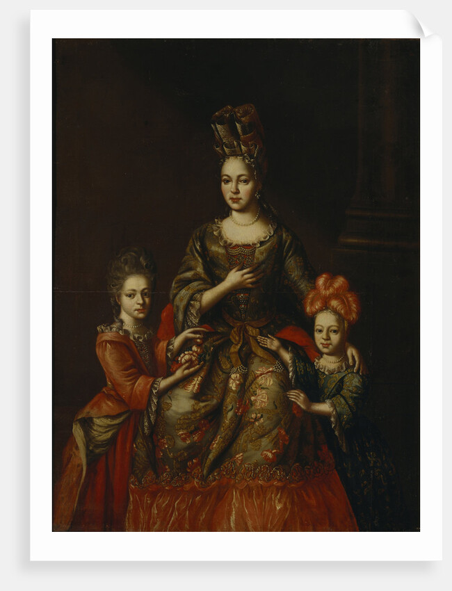 Portrait of Anastasiya Yakovlevna Naryshkina with children Alexandra Kirillovna und Tatyana Kirillovna, Early 18th cen by Anonymous