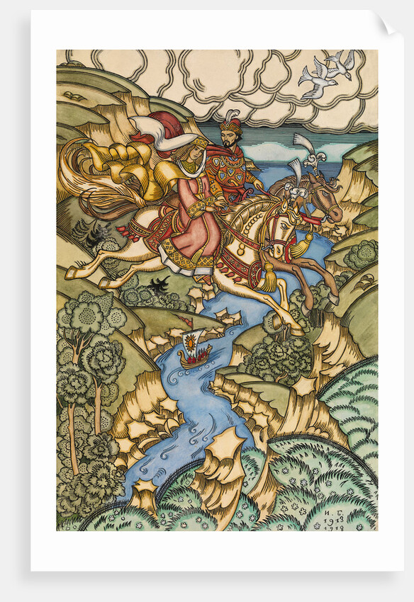 Illustration for the Fairy tale Marya Morevna, 1913-1915 by Ivan Yakovlevich Bilibin