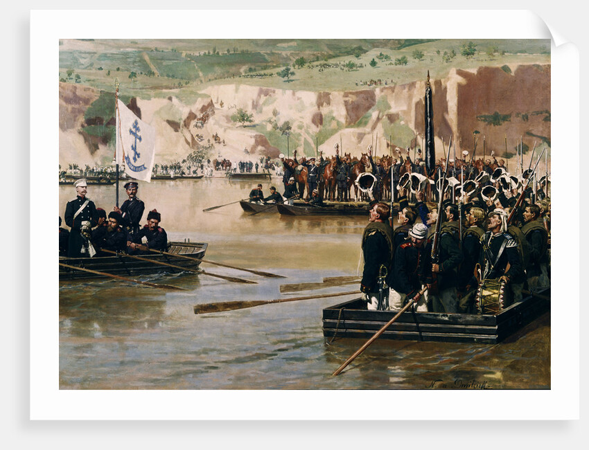 The Russians crossing the Danube at Svishtov in Juny 1877, 1870s by Nikolai Dmitrievich Dmitriev-Orenburgsky