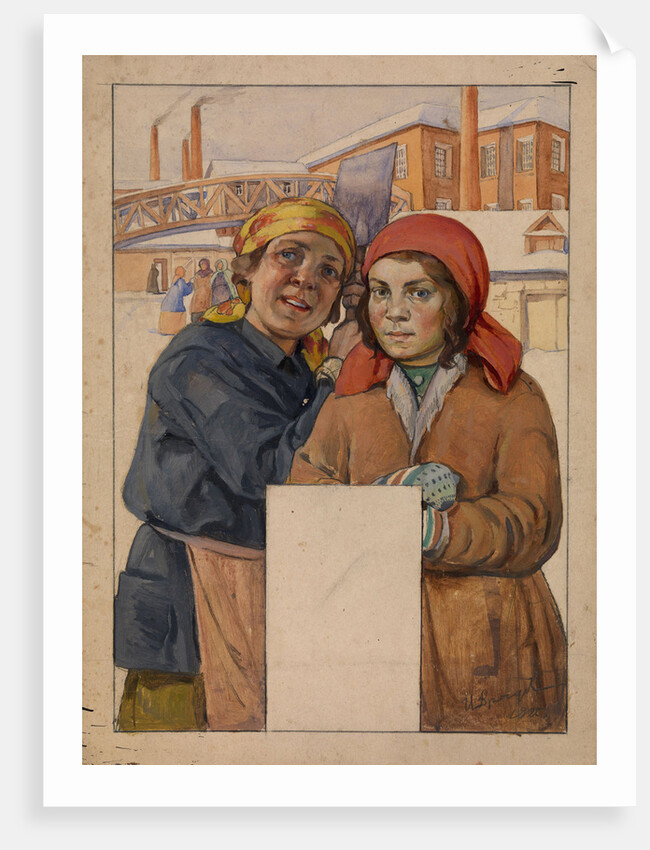 Two Factory Workers, 1925 by Ivan Georgievich Drozdov