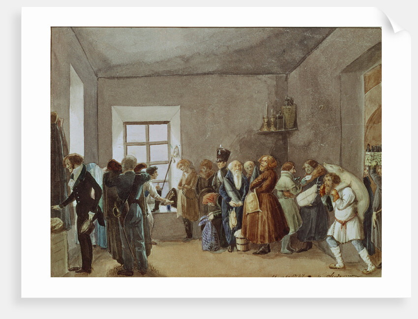 Police Commissarys Reception Room the Night Before a Holiday, 1837 by Pavel Andreyevich Fedotov