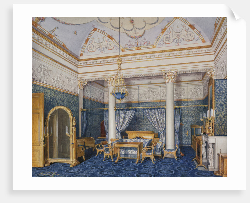 Interiors of the Winter Palace. The Bedchamber of Empress Alexandra Fyodorovna, 1870 by Eduard Hau