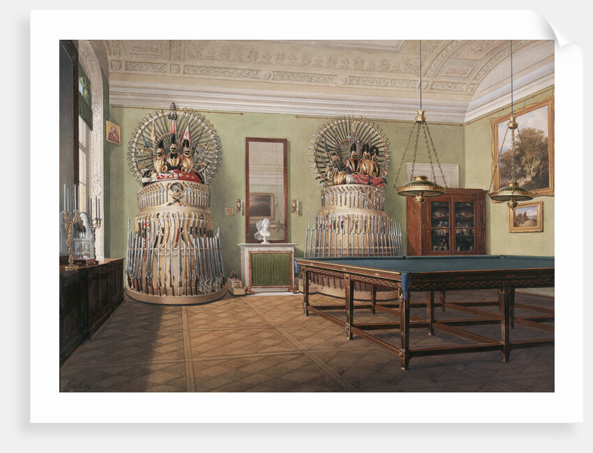 Interiors of the Winter Palace. The Billiard Room of Emperor Alexander II, Mid of the 19th cen by Eduard Hau