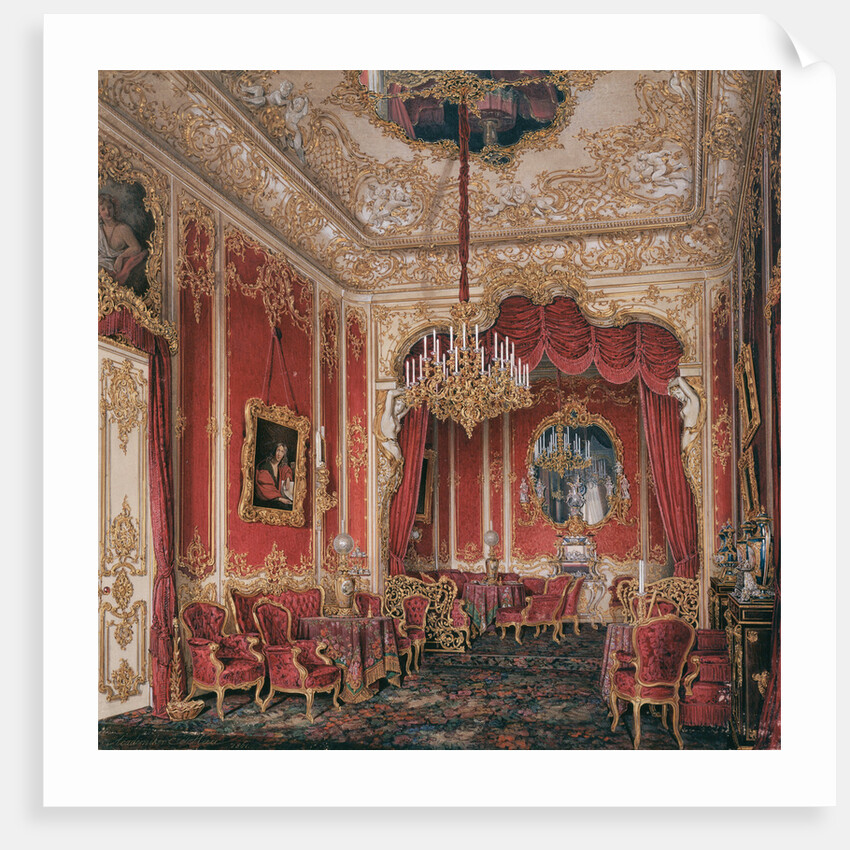 Interiors of the Winter Palace. The Boudoir of Empress Maria Alexandrovna, 1861 by Eduard Hau