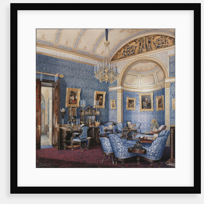 Interiors of the Winter Palace. The Boudoir of Empress Maria Alexandrovna, 1850s by Eduard Hau