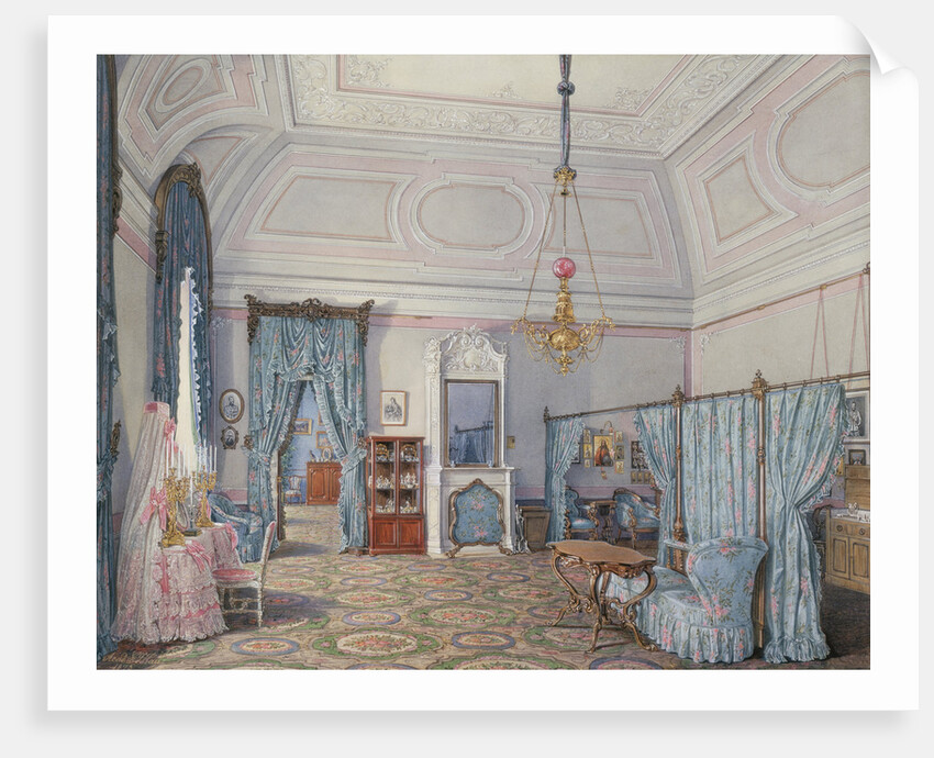 Interiors of the Winter Palace. The Fifth Reserved Apartment. The Bedroom of Grand Princess Maria Alexandrovna, 1873 by Eduard Hau