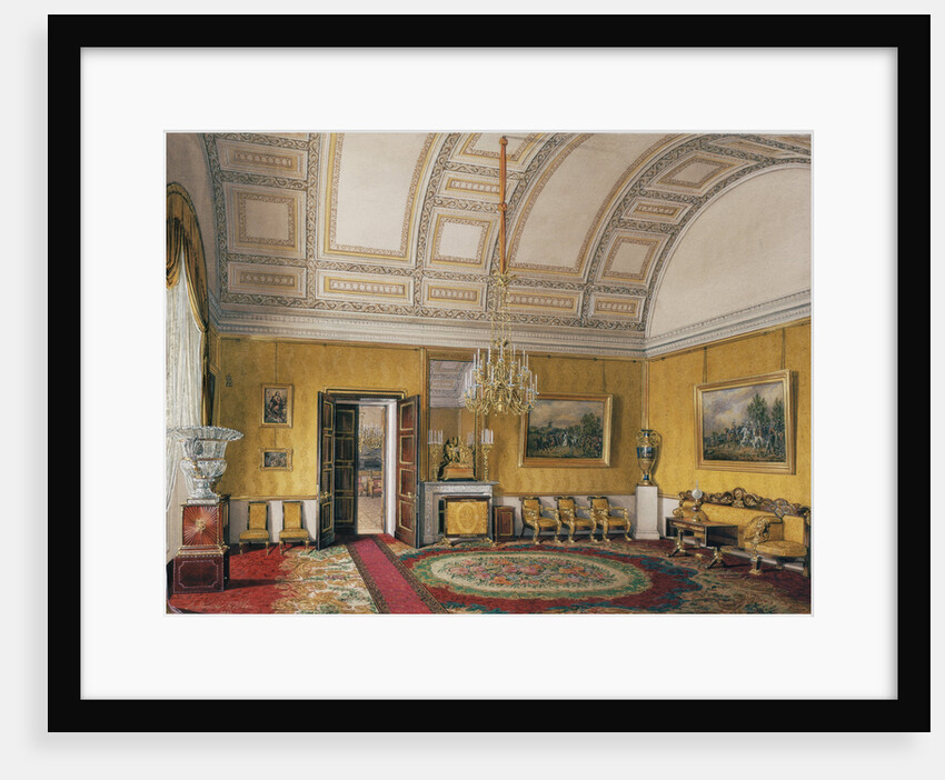 Interiors of the Winter Palace. The First Reserved Apartment. The Yellow Salon of Grand Princess Maria Nikolayevna, 1866 by Eduard Hau