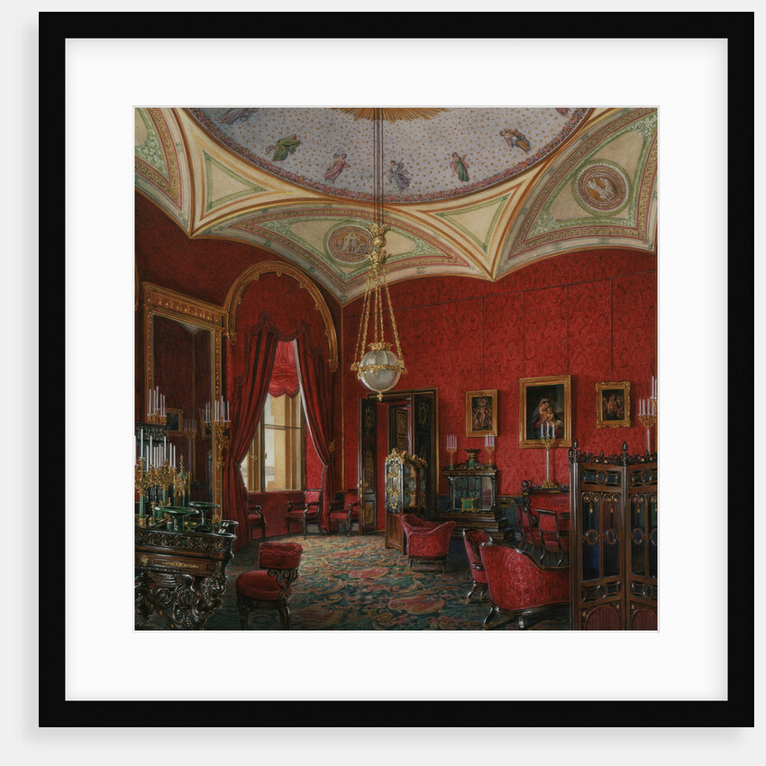 Interiors of the Winter Palace. The Study of Empress Alexandra Fyodorovna, Mid of the 19th cen by Eduard Hau