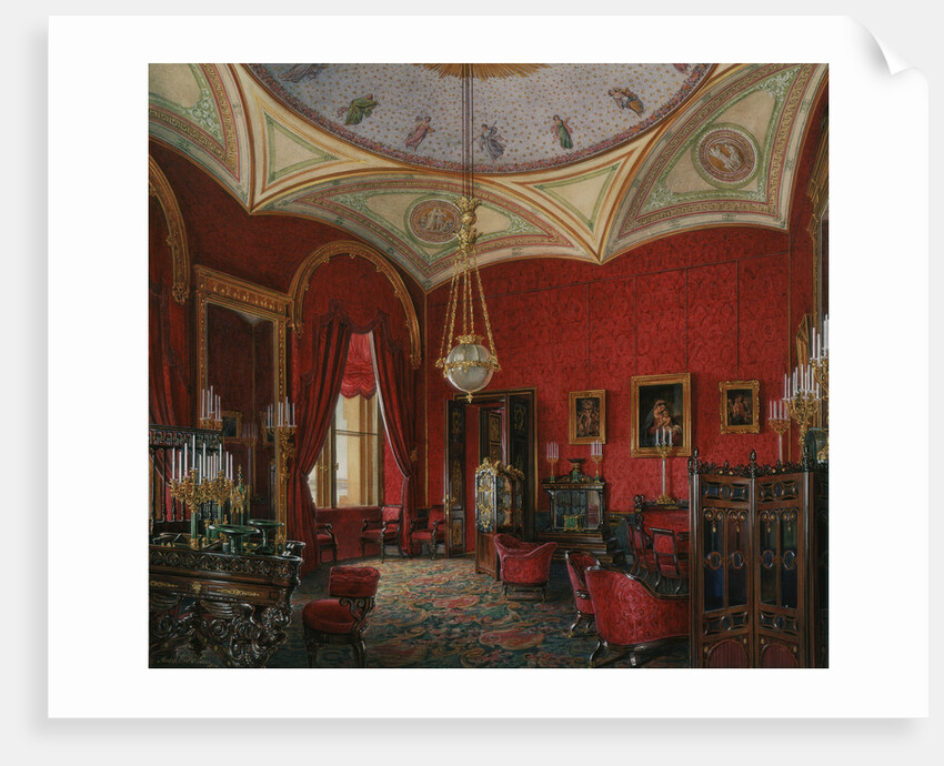 Interiors of the Winter Palace. The Study of Empress Alexandra Fyodorovna, Mid of the 19th cen by Eduard Hau