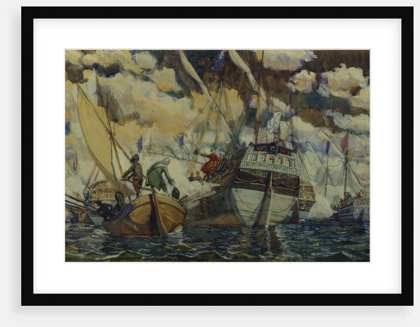 Peter I and Lefort. (The Fleet of Peter I on Lake Pleshcheyevo), 1927 by Dmitri Nikolayevich Kardovsky