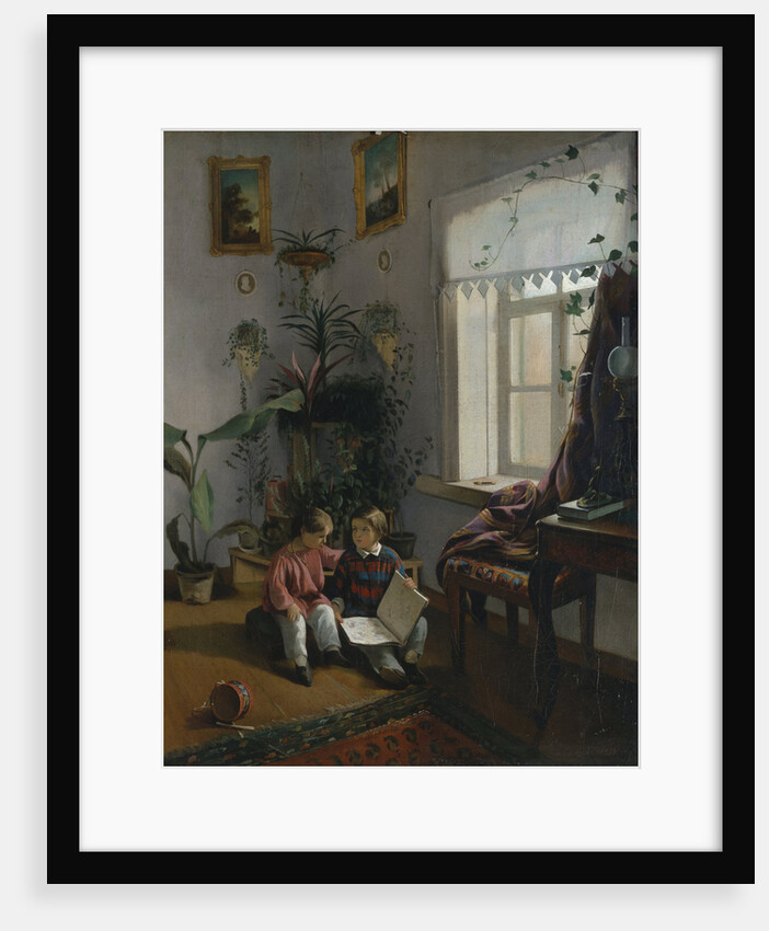 In the room. Young boys looking at book, 1854 by Ivan Phomich Khrutsky