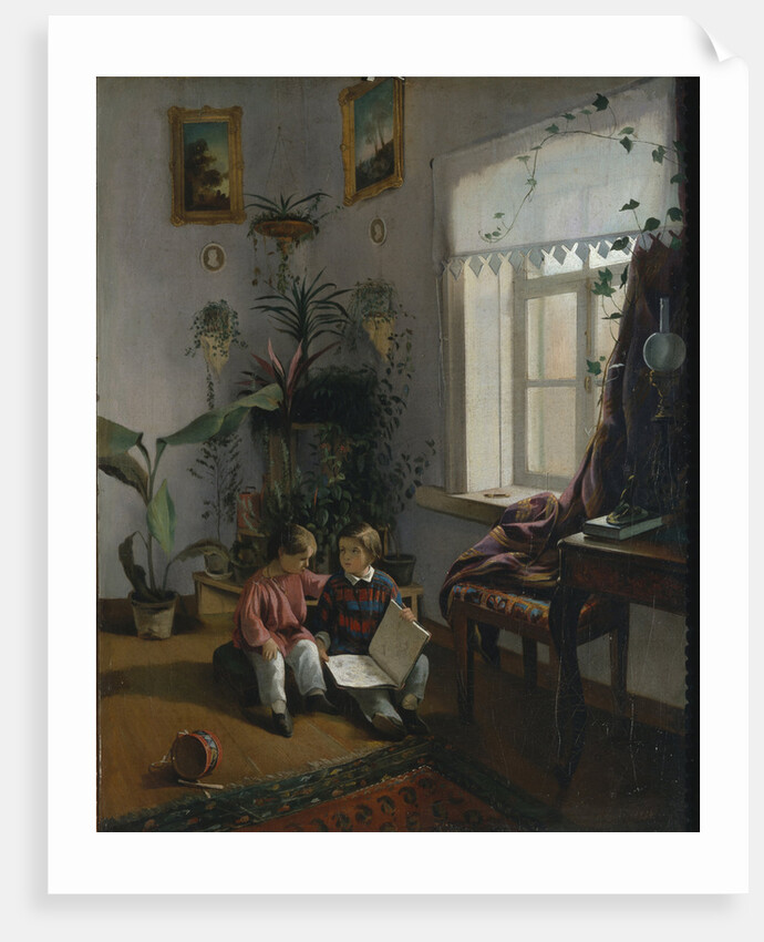 In the room. Young boys looking at book, 1854 by Ivan Phomich Khrutsky