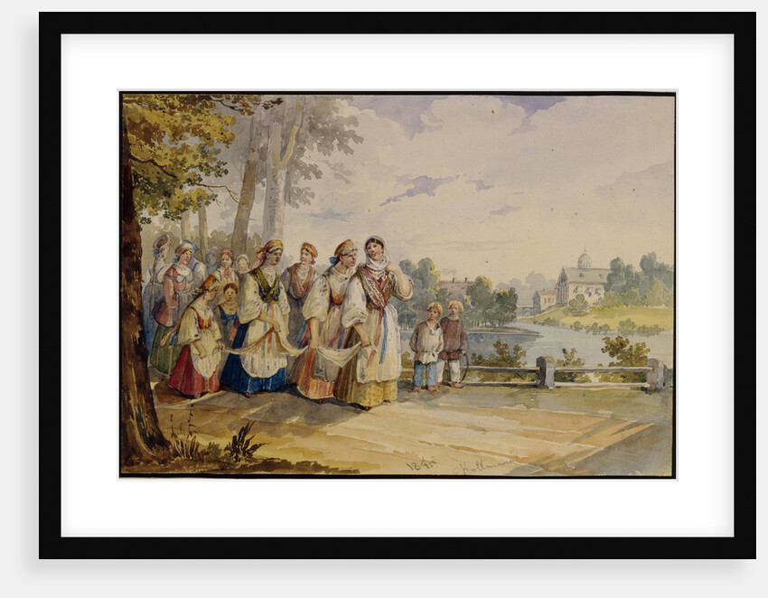 Russian peasant girls with Festival Dress, 1845 by Karl Ivanovich Kolmann