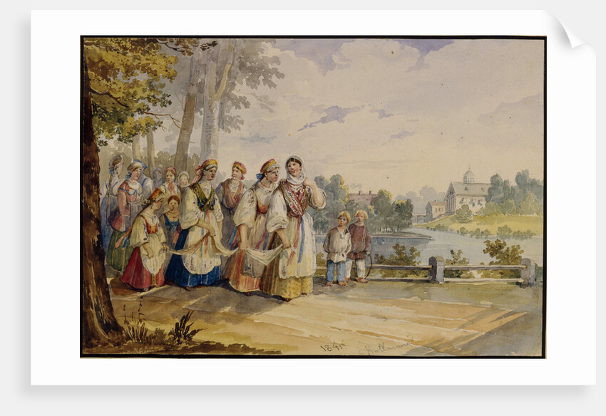 Russian peasant girls with Festival Dress, 1845 by Karl Ivanovich Kolmann