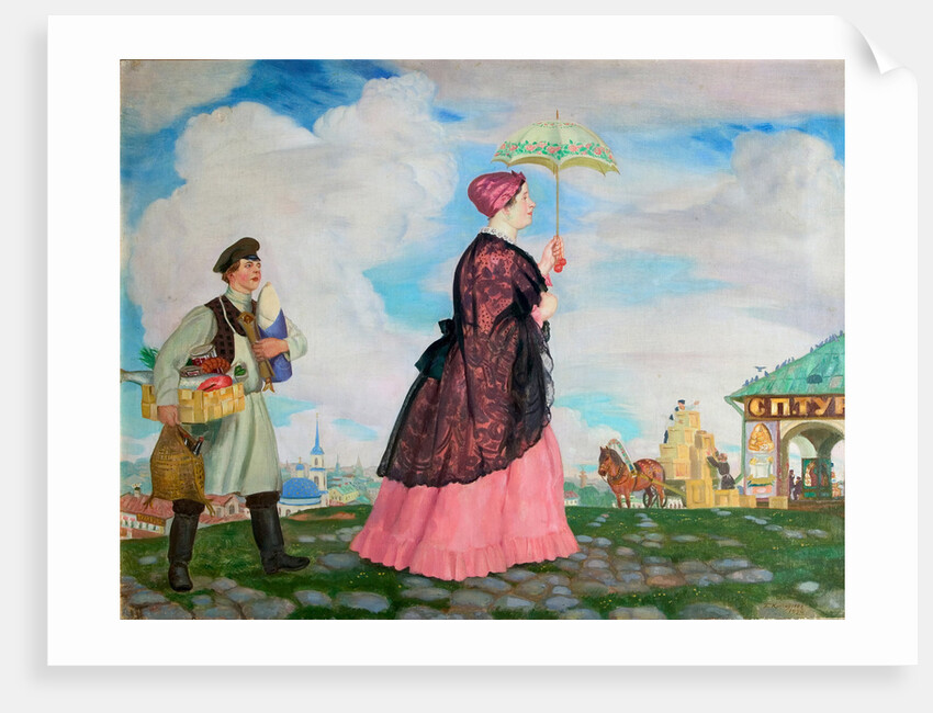 Merchants woman with purchases, 1920 by Boris Michaylovich Kustodiev