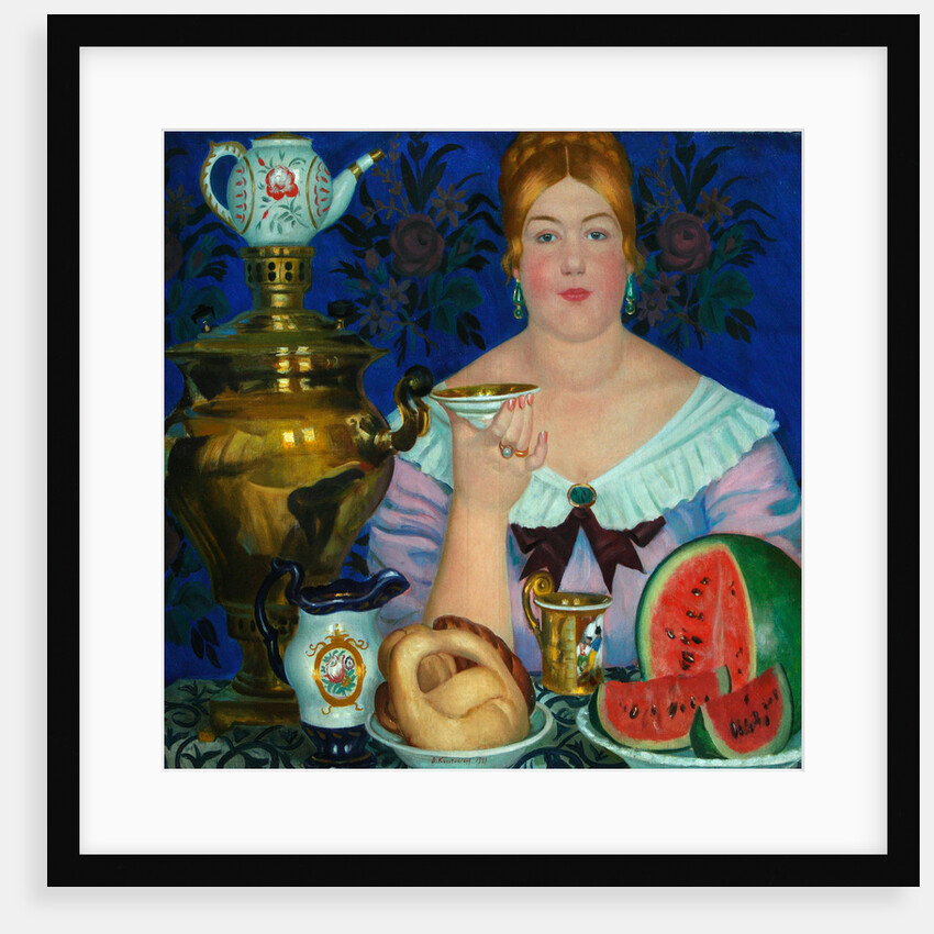The Merchants Wife Drinking Tea, 1923 by Boris Michaylovich Kustodiev