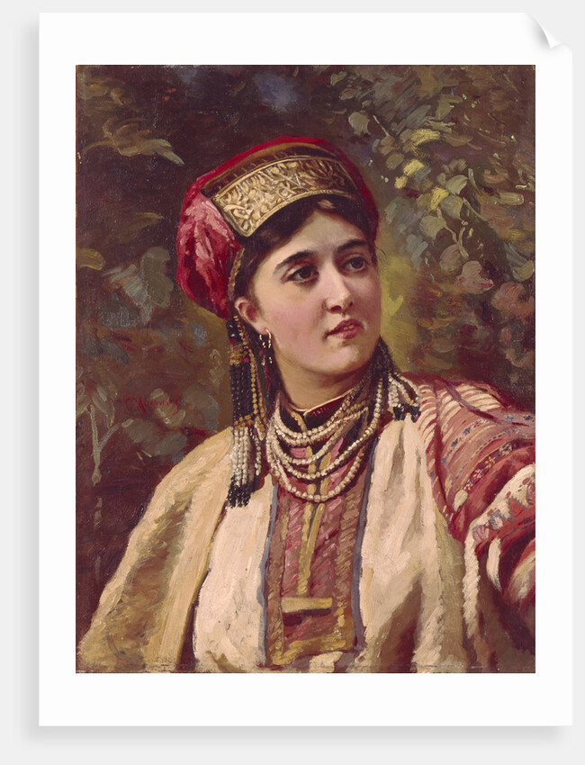 Girl in Traditional Dress by Konstantin Yegorovich Makovsky