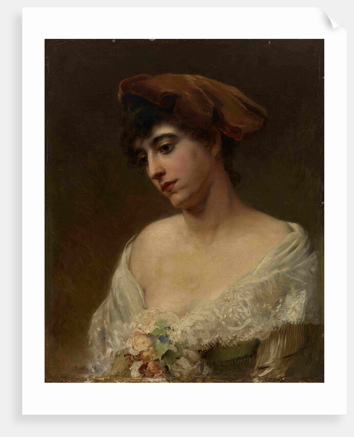 Young Woman in a Red Beret by Konstantin Yegorovich Makovsky