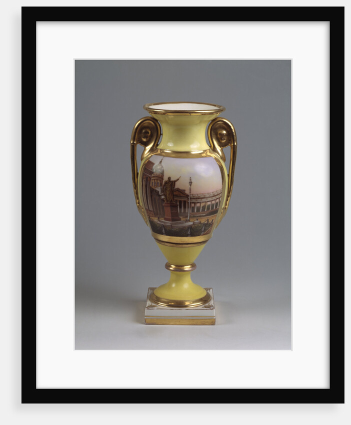 Decorative vase with the view of the M. Kutuzov-monument and the Kazan-Virgin-Cathedral, 1830-1840s by Master of the A. Popov Factory