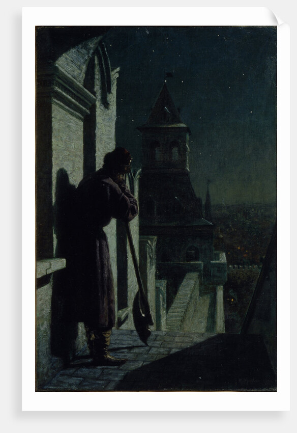 Strelets on the Moscow Kremlin tower at Moonlit Night, 1890s by Nikolai Sergeyevich Matveyev