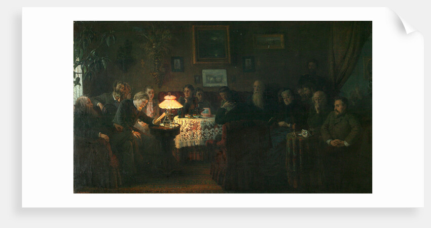 The reading of the novella The Kreutzer Sonata at the Leo Tolstoy House, 1889 by Grigori Grigoryevich Myasoedov