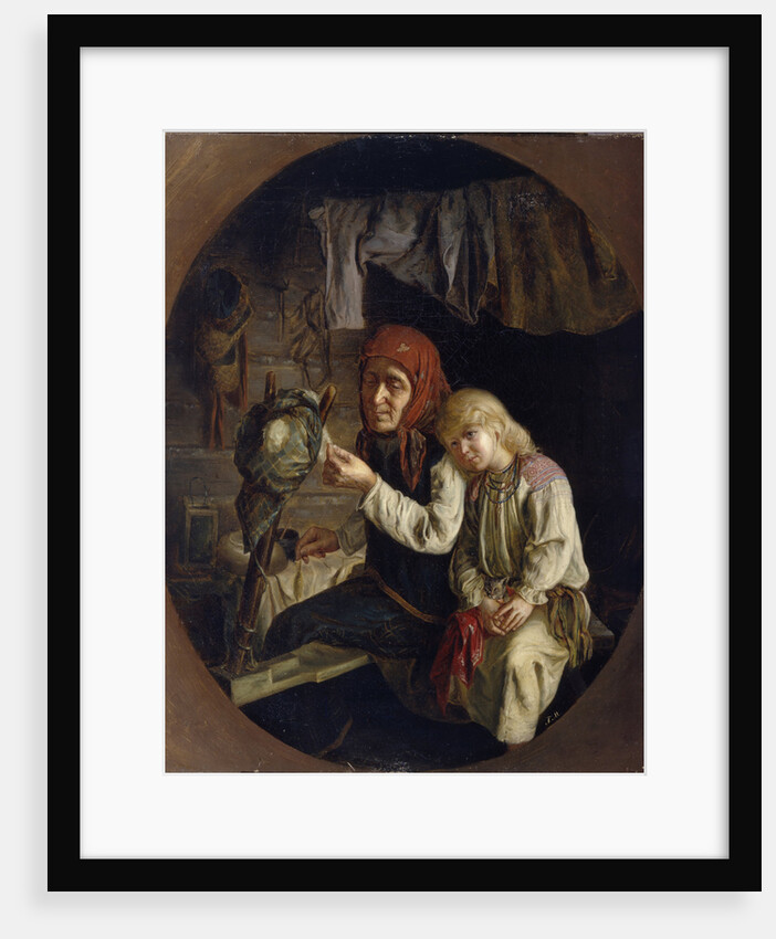 Spinning lesson, 1859 by Grigori Grigoryevich Myasoedov