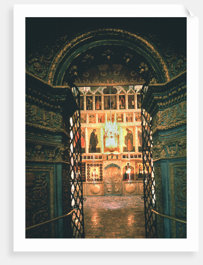 Interior with the iconostasis in the Annunciation Cathedral in the Moscow Kremlin, 14th-15th cen by Old Russian Architecture
