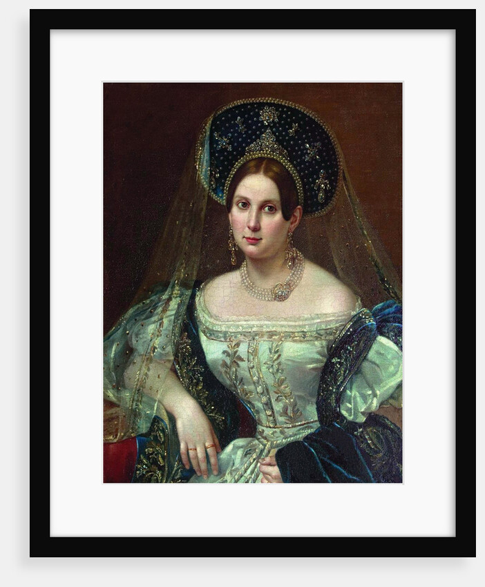 Portrait of a woman in the Russian court dress, ca 1835 by Pimen Nikitich Orlov