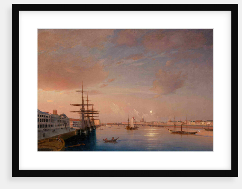View of the Blagoveshchensky (Annunciation) Bridge and Nikolaevskaya Embankment, ca 1852 by Maxim Nikiphorovich Vorobyev