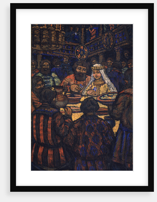 The Wedding of the Grand Duke Vladimir I. Svyatoslavich (Triptych, Central panel), 1920s by Mikhail Nikolayevich Yakovlev