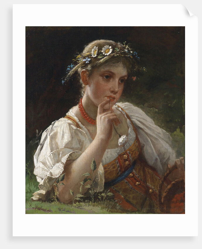 Young Girl with a Garland by Firs Sergeevich Zhuravlev