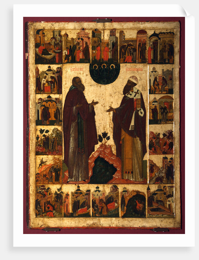 Saint Cyril of White Lake and Saint Cyril of Alexandria, Second half of the16th cen by Russian icon