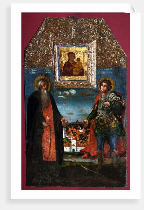 The Virgin Hodegetria of Smolensk with Saints Abraham of Smolensk und Mercurius of Smolensk, 1722 by Russian icon