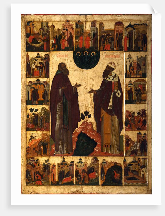 Saint Cyril of White Lake and Saint Cyril of Alexandria, Second half of the16th cen by Russian icon