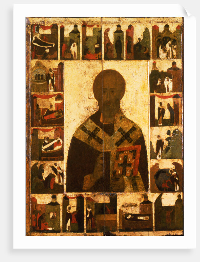 Saint Nicholas with scenes from his life, 14th century by Russian icon