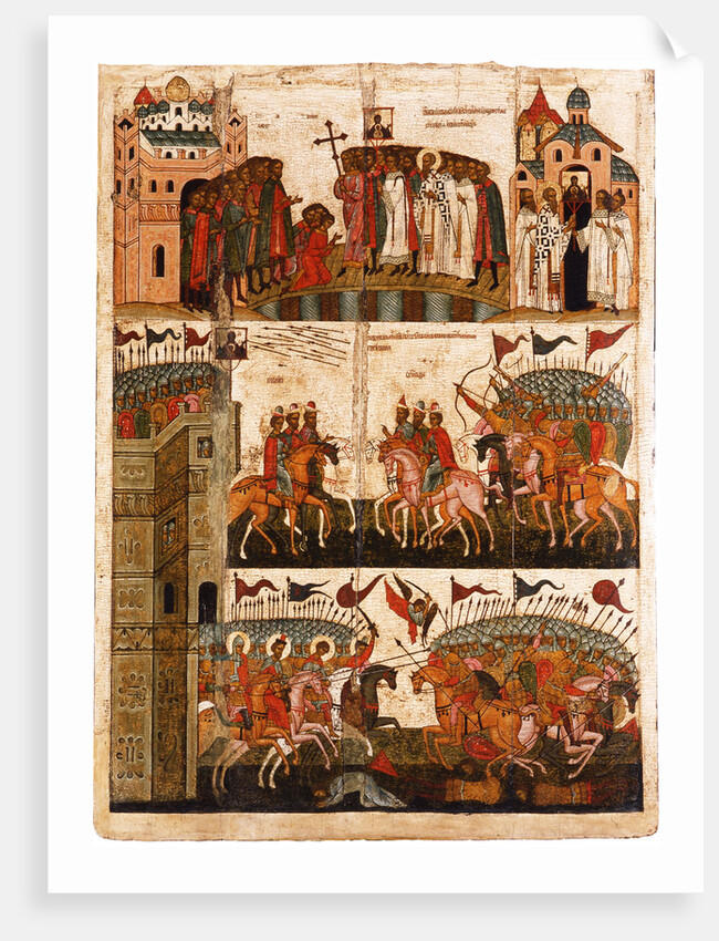Battle between the Novgorodians and Suzdalians, Mid of the 15th cen by Russian icon