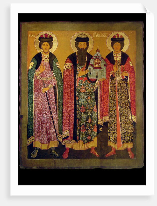 Saint Vsevolod Mstislavich, Prince of Pskov with Saints Boris and Gleb by Russian icon