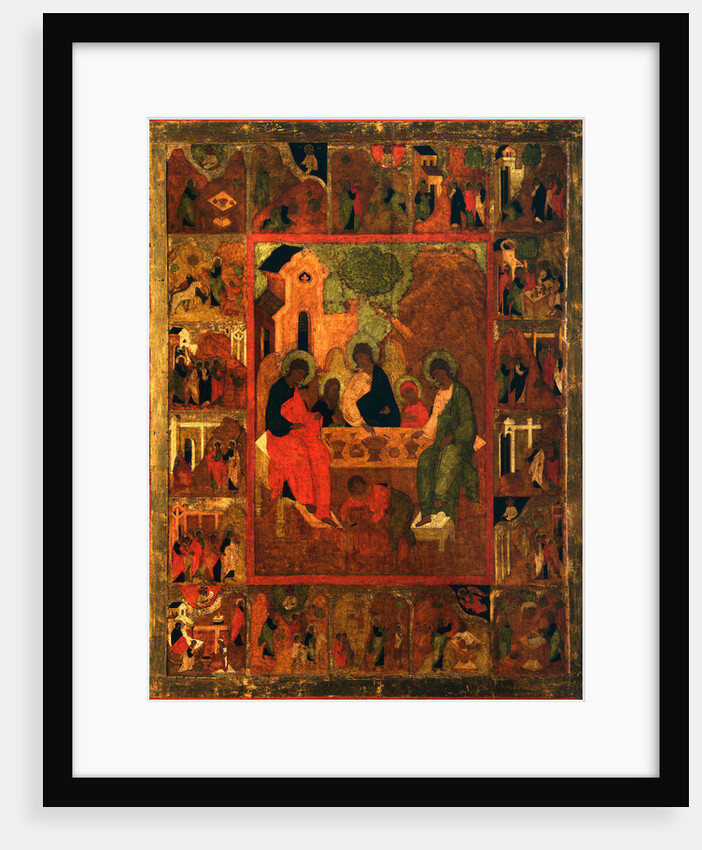The Hospitality of Abraham (Old Testament Trinity), End of 16th cen by Russian icon