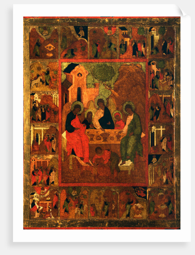 The Hospitality of Abraham (Old Testament Trinity), End of 16th cen by Russian icon