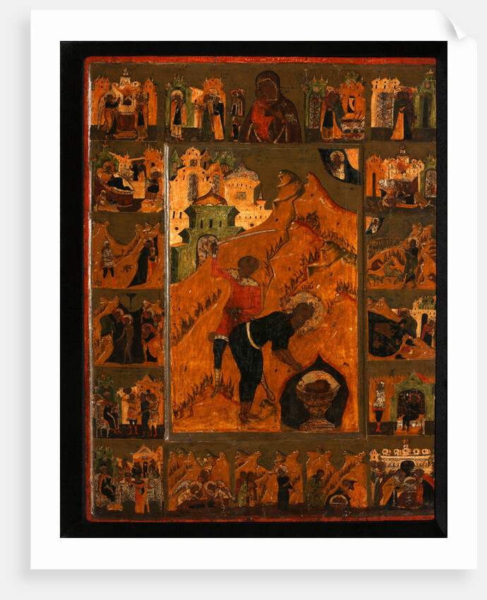 The Beheading of Saint John the Baptist with the Feodorovskaya Mother of God, Early 17th cen by Russian icon